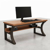 Desk with Pegboard Storage Perforated Panel Desk with Bookshelf Black Frame Office Furniture