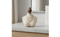 Linen Textile Necklace Display Bust Wooden Base Necklace Bust Stand Sturdy Handmade for Shop Owners, Showroom