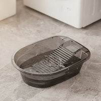 Transparent Wash Basin with Scrubbing Board Rigid Laundry Basin with Washboard Low-Height Washbasin Long-Lasting for Students, Dorm, Apartment, Balcony