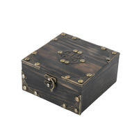 Home Decor Square Wooden Storage Box Hinged Lid Carved Panel for Tabletop