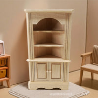 Miniature Bookshelf Wooden Dollhouse Furniture Handmade for Collectors