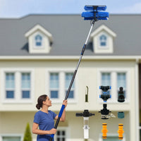 Telescopic Water Fed Pole Brush Adjustable-Angle Solar Panel Cleaning Brush Extendable Water Fed Pole for Professional Cleaners, Homeowners, Glass Facades, Car Washing