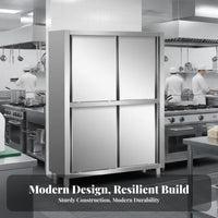 Large Capacity Sliding Door Food Cabinet Anti-Rust Stainless Steel Storage Cabinet Commercial Kitchen Cupboard Heavy Duty for Restaurant Professionals, Caterers, Business Owners, Hotel, Cafeteria, Warehouse