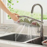 Telescopic Drain Basket Kitchen Sink Drainer, Stainless Steel Colander with Mesh, Over Sink Fruit and Vegetable Strainer for Modern Kitchen Home
