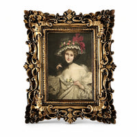 Antique-Style Resin Photo Frame Carved Ornate Frame with Floral Details Traditional Embossed for Decorators, Gallery Wall, Studio