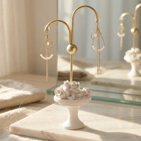 floralThemed Earring Display Stand Gold-Toned Decorative Jewelry Stand Polished Jewelry Display Organizer Stable Base