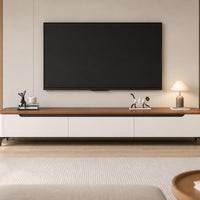 TV Cabinet with Drawers Solid Wood Low-Profile Media Cabinet Modern-Minimal TV Stand for Families, Living Room, Apartments