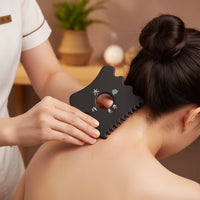 2 Pieces Serrated Gua Sha Set with Cup Scraping Ceramic Gua Sha Tool Traditional Chinese Massager Glossy for Home