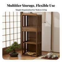Chinese design Slatted Multi-Level Stand Includes Drawers Display Shelf Retro Aesthetic Storage Rack Space-Saving for Tea Lovers, Collectors, Living Room, Bedroom, Office, Balcony
