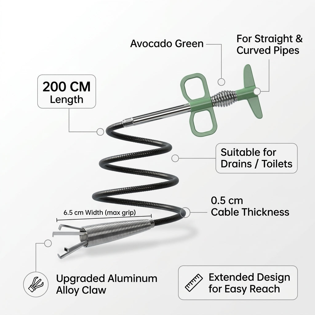 for Hair Clogs, Clogged Drain Remover Pipe Snake for Toilet and Sink, Flexible Cleaning Tool for Homeowners, Steel 4-, 3 Meter