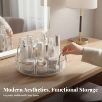 Multi-Tier rotating Organizer Large Capacity Tiered rotating Rack Elegant Design Raised Safety rim for Home Organizers, Bedroom