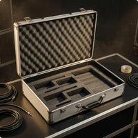 Reinforced Corners Aluminum Audio Device Case Locking Latches Hard Audio Device Case Custom-Cut Compartments Audio Storage Foam Padding for Portable Transport