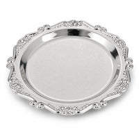 Ornate Tray with Scalloped Rim Embossed Trinket Dish Decorative Jewelry Tray Reflective for Vanity