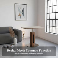 Slides Under Sofa Height-Adjustable C-Table Vintage themed Household Furniture Space-Saving Design Multi-Functional for Apartment Dwellers, Home Office Workers, Students, Living Room, Small areas, Bedroom