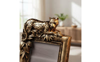 Gilded Feline Picture Frame Glass Front Ornate Vintage Photo Frame