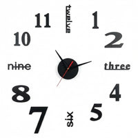 3D Acrylic Digital Wall Clock Large for Living Room Bedroom, Luminous Silent Sweep Movement, Decorative for Home Office, Black 40cm