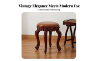 Vintage Design Carved Leg Vanity Seat Multi-Functional Carved Leg Padded Stool Anti-Slip Feet Music Bench Rounded Corners for Piano Players, Musicians, Homeowners, Dressing Room, Bedroom, Home, Entryway