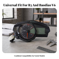 Aftermarket Motorcycle Speedometer Tachometer Analog Style Motorcycle Gauge Cluster Red Needle LCD Dashboard Gauge Black Housing