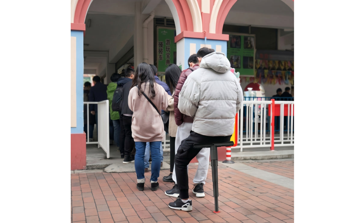 Telescoping Telescopic Folding Stool Compact Stool with T-Shaped Seat Collapsible Portable Standing Seat Foldable for Commuters