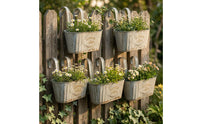 5 Pieces Weathered Finish Oval Hanging Planter Retro Metal Hanging Planter