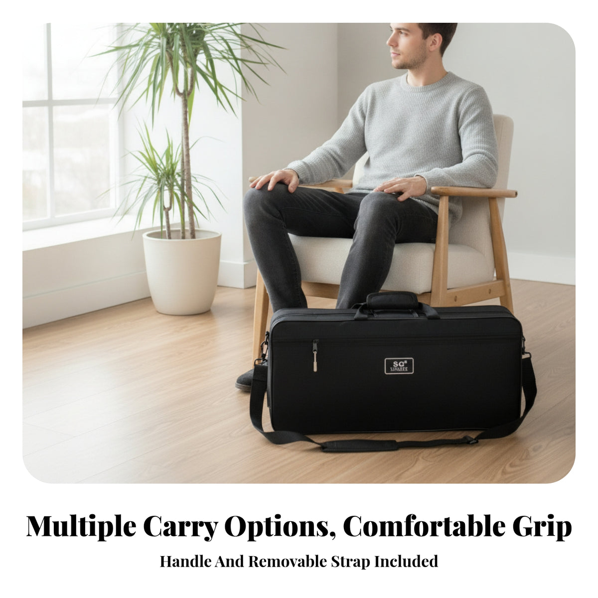 Detachable Shoulder Strap Saxophone Case Bag Soft-Shell Padded Saxophone Bag Zippered
