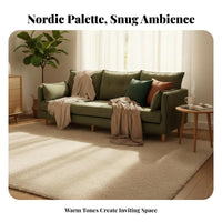 Cream look Upholstered 2-Seater Sofa Minimalist Design Dumpling Sofa Removable and cleansable Cover Small Couch Comfortable for Apartment Dwellers, residents, Young Adults, Bedroom, Studio, Lounge Area, awayice