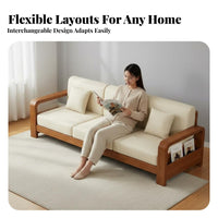 Wooden Frame Sofa with Drawers New Chinese design Couch Built-in Storage Household Furniture for Interior Design aficionados, Living Room, Lounge Area