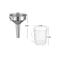 Stainless Steel Funnel Kit Graduated Automotive Tool Hooked Hanger