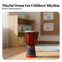 Goatskin Head Djembe Drum Beginner-Friendly Miniature Djembe Decorative Piece Percussion Instrument Portable for Children, Beginners, Music Lovers, Kindergarten, Home Decoration, Performance