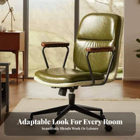 Height Adjustable Armless rotate Chair with casters Retro Design Computer Seat Rolling Casters Office Furniture Padded padding for Home Workers, Students, Adults, Study Room, Bedroom