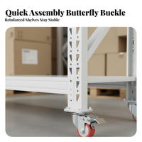 360° Swivel Casters Mobile Shelving Unit with Wheels Multi-Purpose Rolling Storage Rack High Weight Capacity Rolling Utility Shelf Easy Assembly for Warehouse, Workshop, Basement