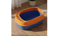 Anti-Splash Semi-Enclosed Cat Litter Box Spacious Semi-Enclosed Litter Box Easy to Clean High-Sided Cat Pan Removable Guard for Kittens