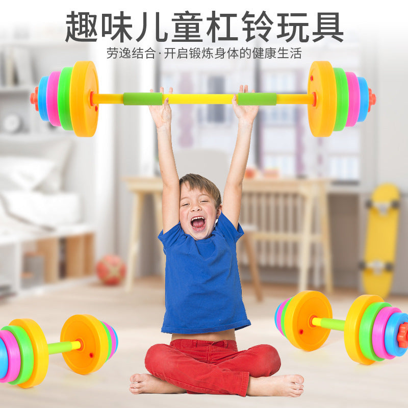 Children's Plastic Barbell Fillable with Water or Sand Indoor Outdoor Fun Fitness Exercise Equipment Training Toy