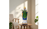 Crown Figure Figurine Regal Resin Statue with Gold Crown Traditional Sculpture for Shelf