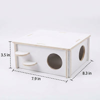 Wooden Small Animal House with Climbing Ladder, Multi-Level Habitat for Syrian Rodent Cage, Small Pet Accessory with Two Entrances and Ramp