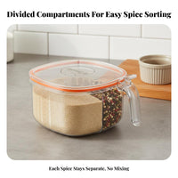 Multi-Grid Condiment Container Humidity-Resistant 4 Compartment Seasoning Box Airtight Compartment Seasoning Container for Chefs, Adults, Pantry