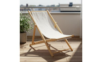Foldable Wooden Beach Chair Portable Folding Recliner Chair Adjustable Backrest Outdoor Furniture Removable Washable Cover for Poolside