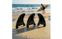 3 Pieces Swept Surfboard Fins with Two-Tab Base Curved Surfboard Thruster Fins Streamlined Thruster Fin Set Long-Lasting for Paddleboards