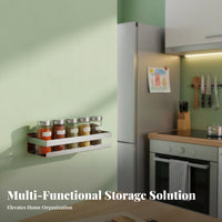 Drilldrillless Installation Floating Storage Holder Easy to Install Single-Tier Wall Holder Anti-Rust Seasoning Rack Rustproof for Home Cooks, Homeowners, Students, Kitchen, Cabinet Door, Bathroom, Balcony