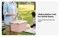 Lidded Carry Tote Multi-Functional Picnic Basket Food-Grade for Parents, Couples