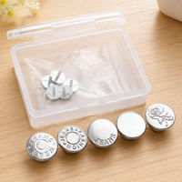 DIY Jeans Buttons, 5x 17mm No-Sew Replacement Buttons, Alloy Waist Adjustment Kit for Broken Jeans, Clothing Repair