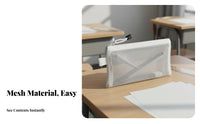 See-Through Exam Pencil Case Portable Transparent Pencil Case Minimalist Design Transparent Stationery Bag for Students, School, Office, Travel