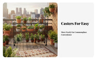 Adjustable Shelves Multi-Tier Rolling Plant Stand Floor-Standing Multi-Level Plant Stand Mobile with casters Flower Pot Holder Easy to Move for Balcony Gardeners, Homeowners, Patio, Sunroom, Living Room, Office