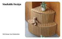 Corner Lidded Basket Woven Design Household Storage Large Capacity for Bathroom
