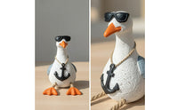Nautical Seagull Figurine Coastal Seagull with Rope Legs Beach-Inspired Sea Bird Figurine Tabletop for Shelf, Desk, Patio, Garden