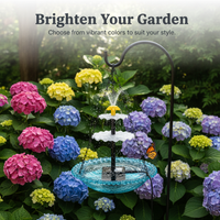 Solar Floating Bird Bath Fountain with Hanging Bird Feeder for Outdoor Garden