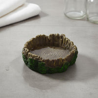 Decorative Turtle Feeding Plate Easy to Clean Tree Stump Water Bowl Long-Lasting Amphibian Food and Water Bowl for Vivarium