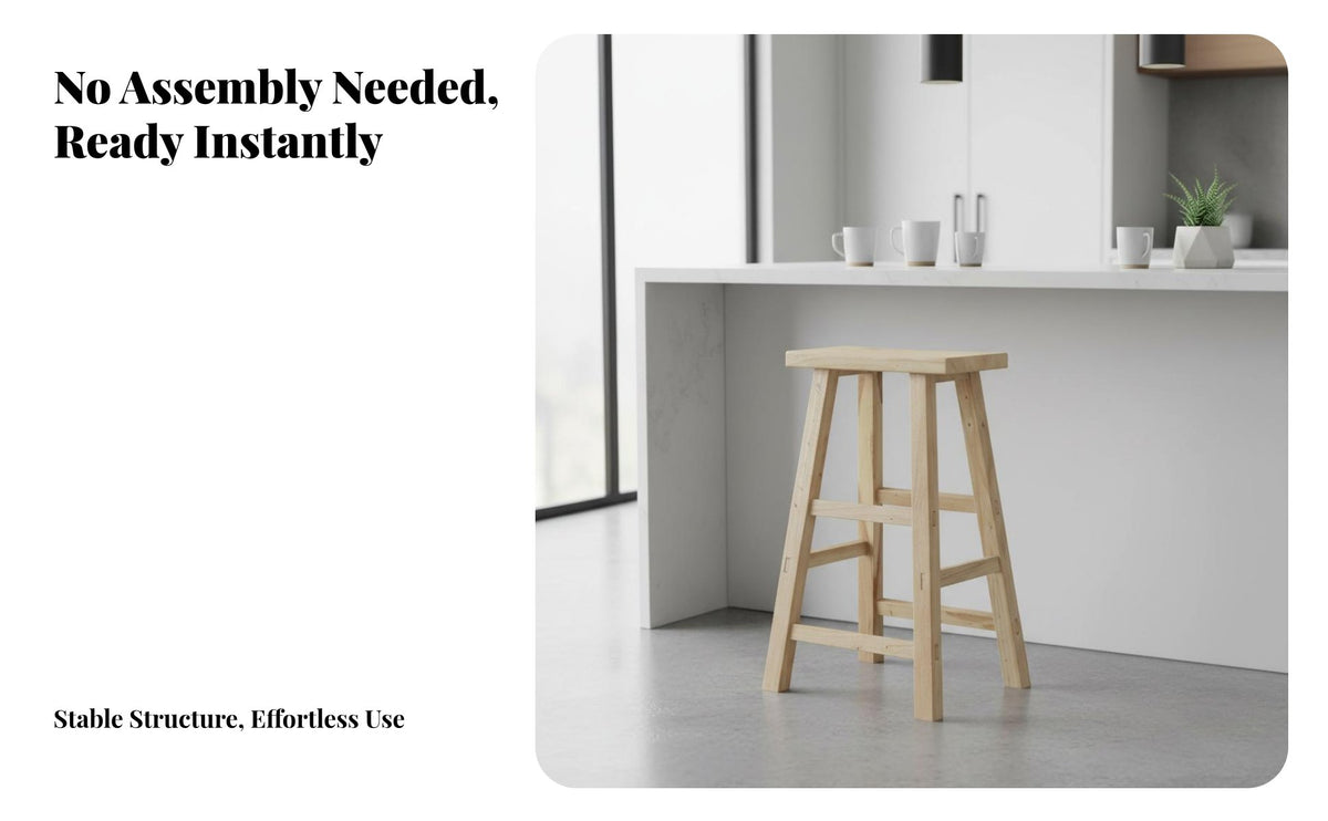 Long-Lasting Construction Mortise and Tenon Stool Heavy-Duty Solid Wood High Stool Stable Wide Base Household Furniture for Homeowners, Adults, Home, Dining Room, Workshop, Basement