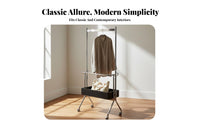 Vintage Design Stainless Steel Clothing Rack Rust Resistant Mobile Garment Rack with Storage Box Heavy Duty Unrestricted Standing Coat Stand Space Saving for Apartment Dwellers, Homeowners, Students, Bedroom, Entryway, Laundry Room, End of Bed