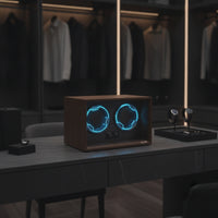 Walnut Watch Winder Cabinet Compact Watch Winder with Glass Door Quiet Retro for Nightstand